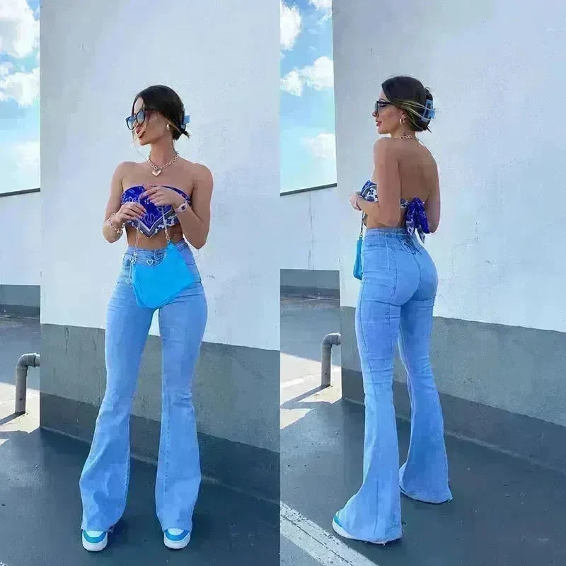 Hot Stretch Denim Pants Tight Slim Fit Bootcut Jeans For Woman - EX-STOCK CANADA