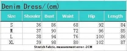 Stretch Mid Length Retro jeans Slim Single-breasted button down short sleeve Denim Dress - EX-STOCK CANADA