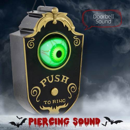 HOMCOM 7.1 Halloween Decoration, Animatronic Doorbell With Simulation Light-up Eyeball, Sound And Motion Activated Animated Prop W  Piercing Doorbell Sound EX-STOCK