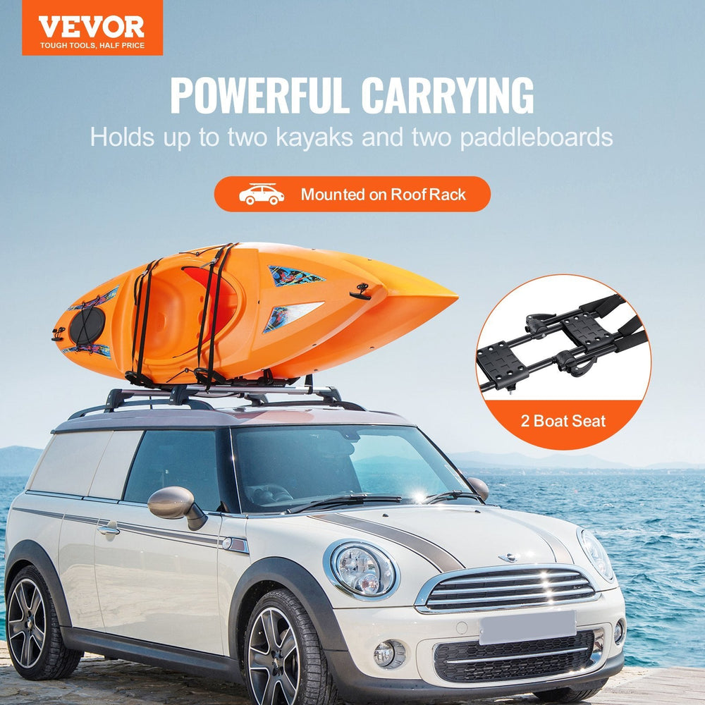 Kayak Roof Rack 1 Pair J-Bar, Soft Roof Rack, Top Mount Tie Down, Carrier For Kayak, Surf Board, Canoe, SUP, Ski Board, Mount On Car, SUV, Truck, 2 Kayaks EX-STOCK