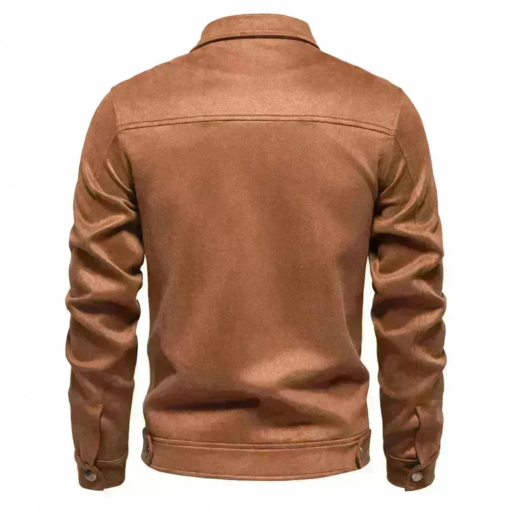 Fashion Lapel Zipper Jacket Autumn And Winter Solid Suede Coat Men's Clothing Outdoor