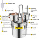 Alcohol Still 5 Gal 19L Water Alcohol Distiller Copper Tube With CirculatingPump Home Brewing Kit Build-in Thermometer For DIY Whisky Wine Brandy, Stainless Steel, 3 Pots EX-STOCK