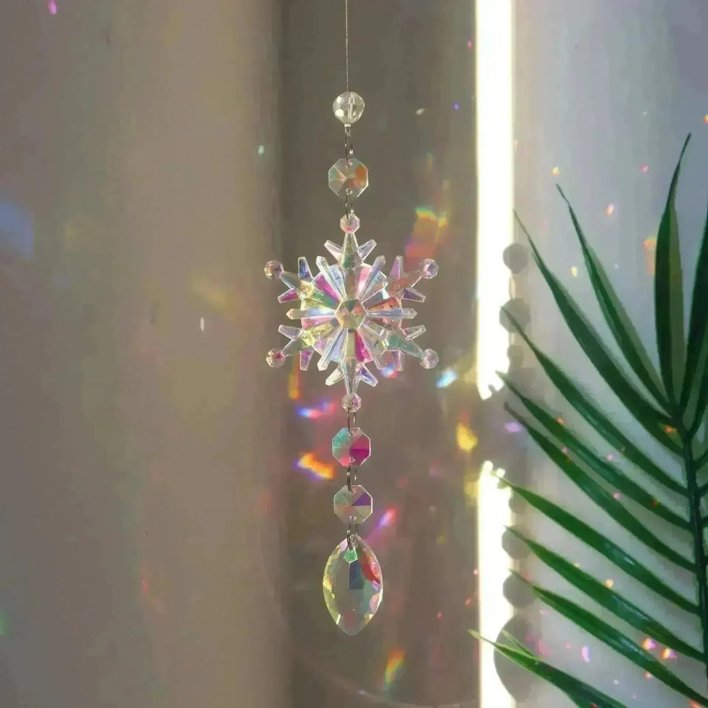 Christmas Colorful Snowflake Crystal Sun Catcher Ice Pillar Pendant Window Christmas Tree Decoration Party Pendant Christmas Decorations - EX-STOCK CANADA