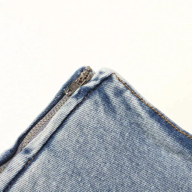 Short Irregular Solid Color Women's Denim High Street Mini Skirt Skort - EX-STOCK CANADA