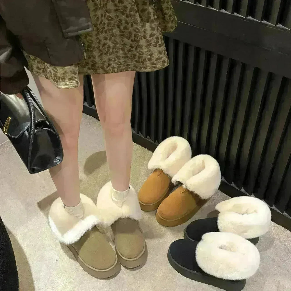 Winter Warm Snow Boots New Fashion Foldable Fleece Cotton Shoes For Women Plus Velvet And Thickened Plush Ankle Boots - EX-STOCK CANADA