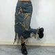 Women's American-style Retro High Waist Irregular Midi Denim Skirt - EX-STOCK CANADA
