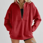 Media cremallera de la mujer Fashion Fashion Casual Ejercicio de sudadera de sudadera de gran tamaño