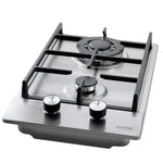 Gas Cooktop 12 Inch, Max 12250BTU 2 Burners Built-in Stainless Steel Gas Stove Top, LPG NG Convertible Dual Fuel Natural Gas Hob With Thermocouple Protection EX-STOCK