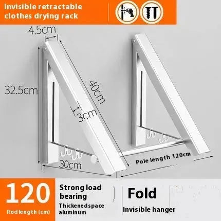 Punch-free Space Aluminum Foldable Invisible Folding Retractable Wall Hanger for Waterproof Hanging Underwear Coat Hanger - EX-STOCK CANADA