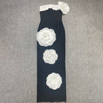 Embroidered Flower Black Long Tube Top Dress Wedding Evening Party Cocktail Dress - EX-STOCK Canada