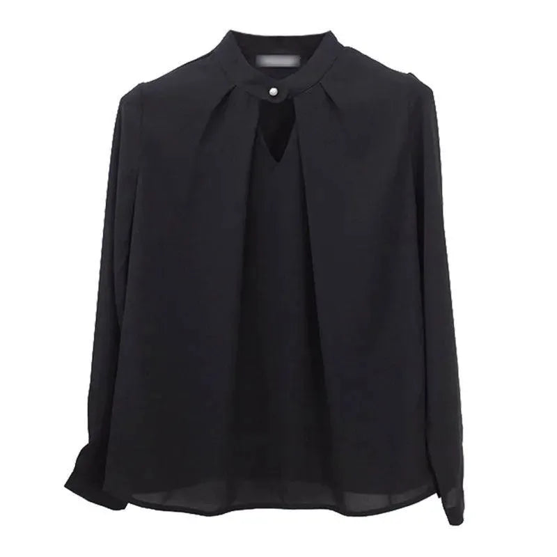 White Chiffon Blouse top Long Sleeves Office Blouses For Women