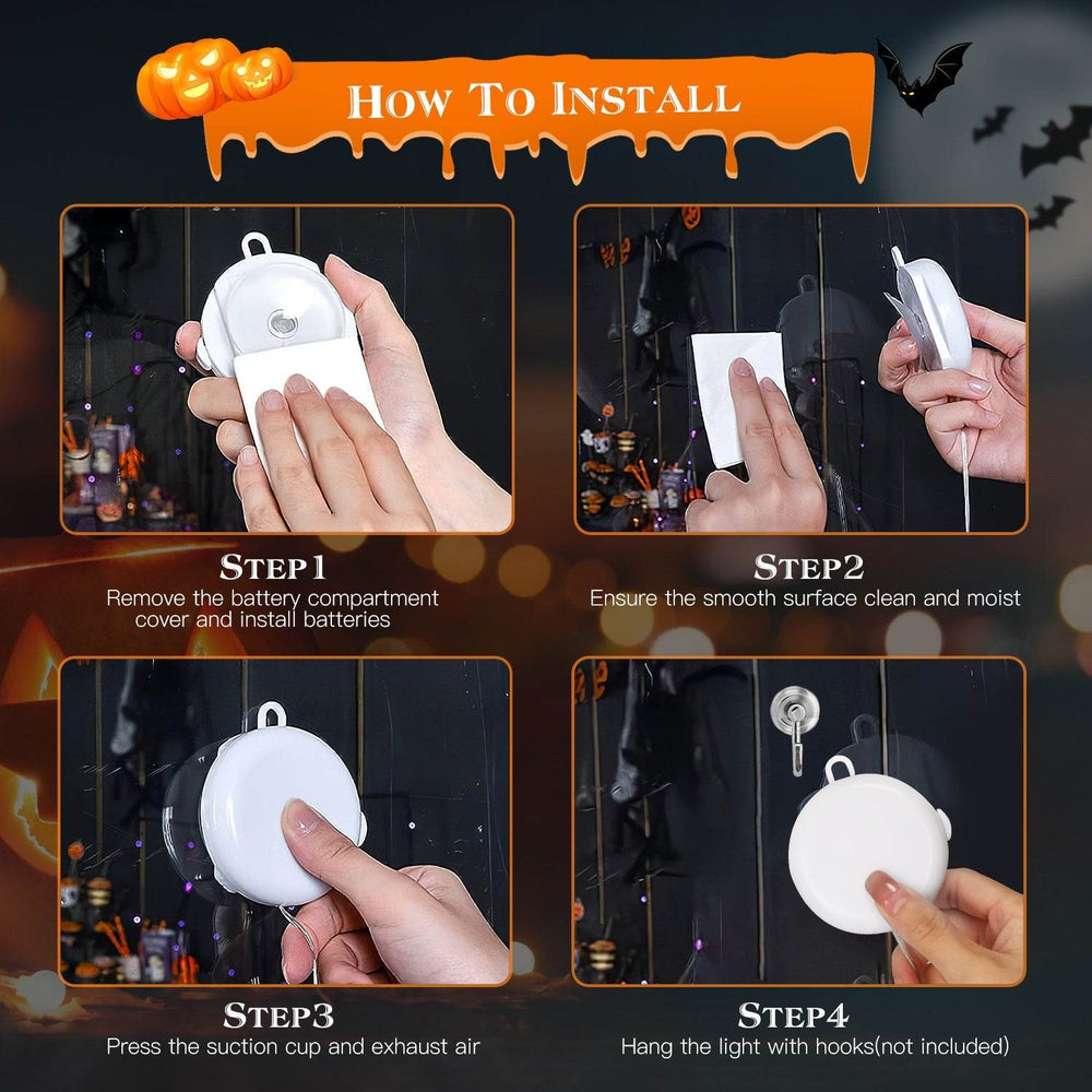 Set Of 3 Pack Halloween Window Light Spider Witch Hat Pumpkin With Orange Light Hanging Halloween Decoration Light With Suction Cup Hanging Holes - EX-STOCK Canada