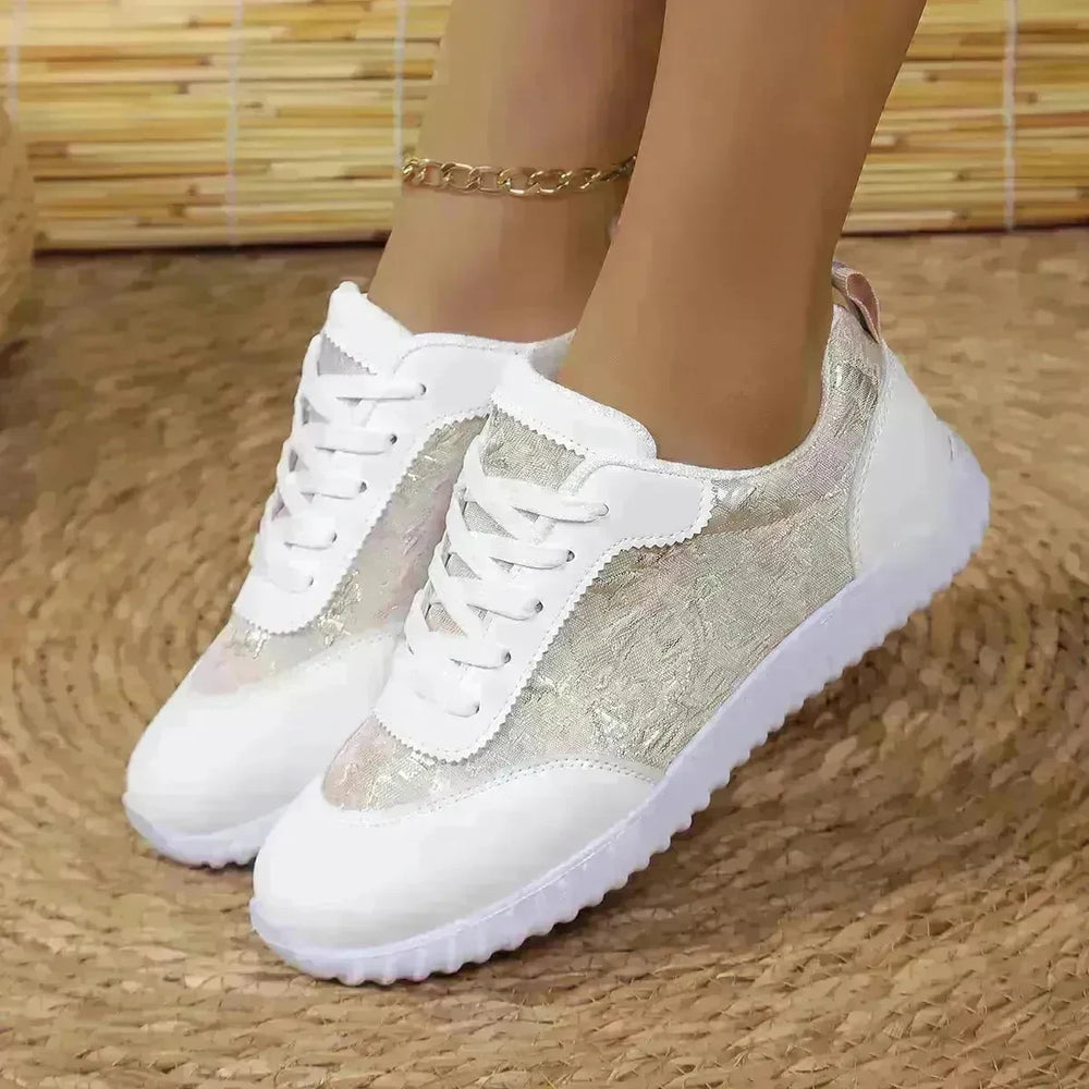 Versatile Lace-up Flat Shoes Casual Lightweight Thick-soled Running Sports Shoes Low-top Breathable Sneakers For Women - EX-STOCK CANADA