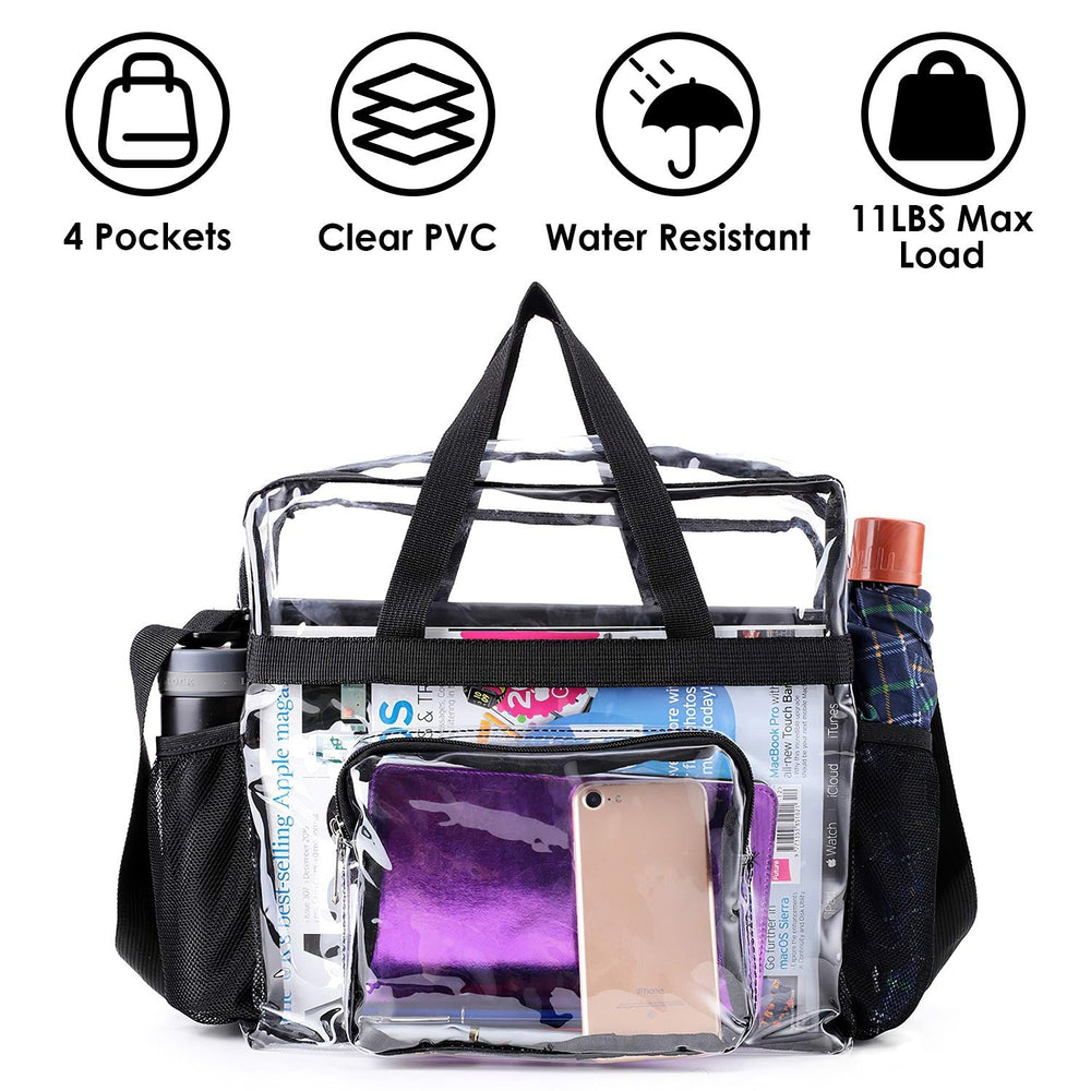 1Pc Clear Crossbody Bag Stadium Approved Clear Transparent Shoulder Bag See Through Zip Pouch Tote Bag Handbag With 11LBS Load EX-STOCK