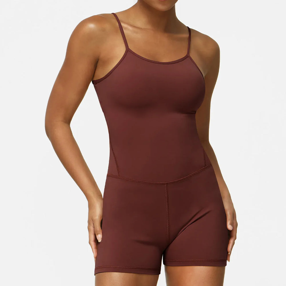 Thin Strap Yoga Clothes Shorts Suit Nude Feel One-piece Workout Top - EX-STOCK CANADA