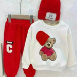 Children Cartoon Hat Bear Long-sleeved Trousers Two-piece Set for Kids - EX-STOCK CANADA