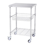3-Tier Utility Cart Rolling Cart On Wheels 470 LBS 6 Hooks EX-STOCK
