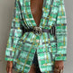 Fashion Printed Shawl Collar Single-breasted Belt Vintage Blazer Women - EX-STOCK CANADA