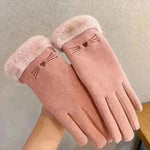 Fleece Lined Padded Warm Keeping Cute Suede Riding Gloves - EX-STOCK CANADA