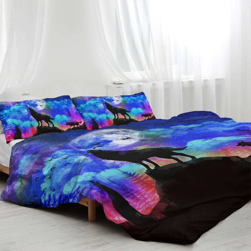 Moon Wolf Duvet Cover Set Single 3pcs Colorful Microfiber Kids Bedding Set EX-STOCK Canada 