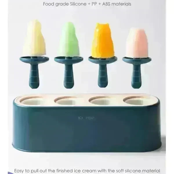 4 Cavities Reusable Silicone Popsicle Mold Maker DIY ice cream mold - EX-STOCK CANADA