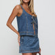 Women's Sleeveless Lace-up Denim Vest Shorts 
