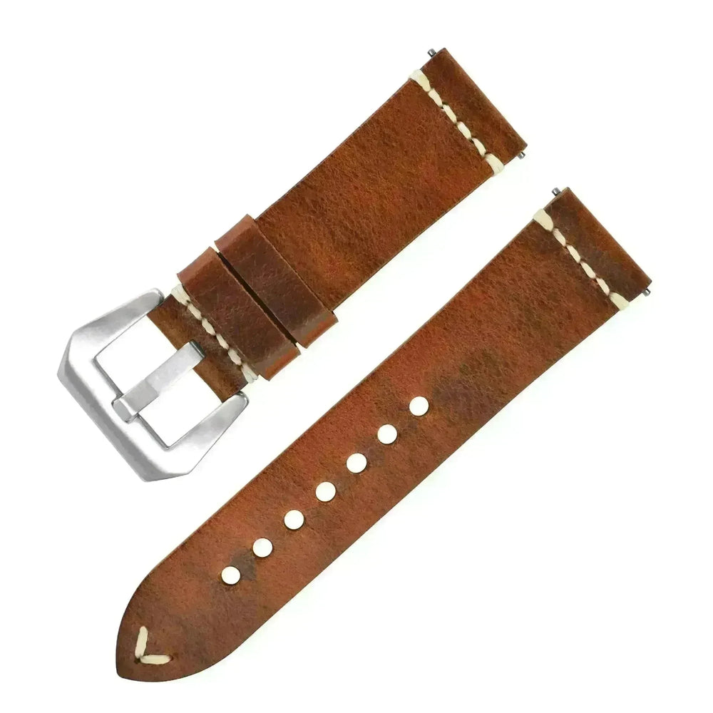 Discoloring Oil Wax Top Layer Cowhide Watch Strap - EX-STOCK CANADA