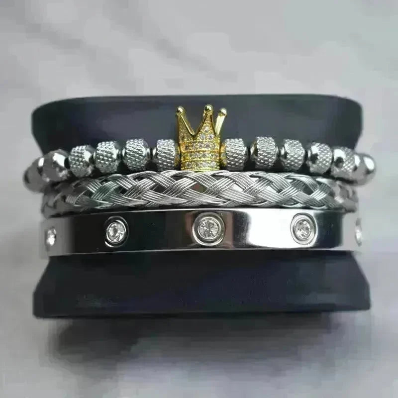 Crown Twist Woven Mesh With Diamond Digital Bracelet Set - EX-STOCK CANADA