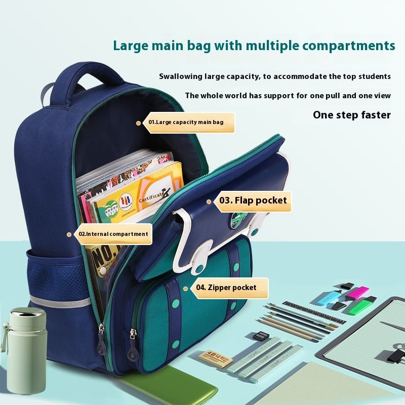 Student Schoolbag Spine Protection Burden Alleviation Backpack Water Repellent EX-STOCK