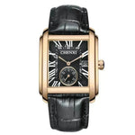Square Quartz Leather Strap Alloy Watch Men
