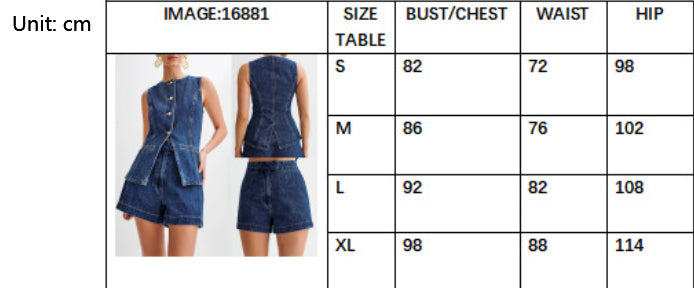 Denim Fashion Casual Sleeveless Women's Suit 
