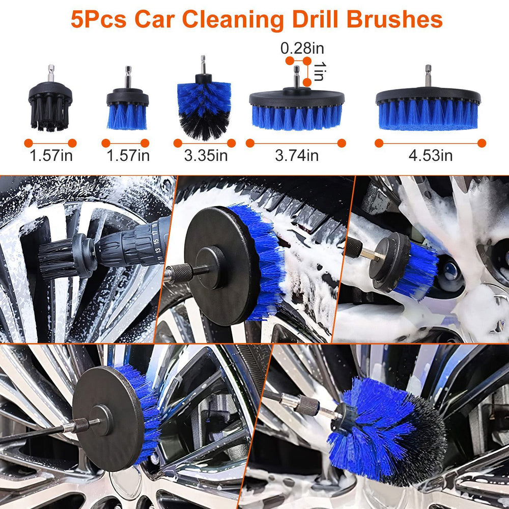 26Pcs Car Detailing Brush Kit Exterior Interior Car Cleaning Set Drill Brush Set Car Buffing Sponge Pads Kit For Cleaning Automobile Interior Exterior Wheels Dashboard EX-STOCK
