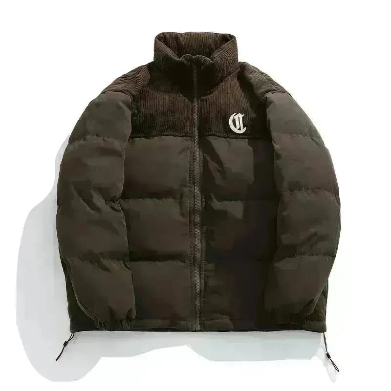 Men's Winter Corduroy Stitching Embroidery Cotton-padded Winter Coat - EX-STOCK CANADA