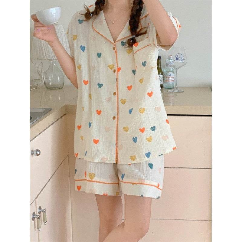 Summer Japanese Bubble Cotton Cute Orange Pajamas For Women - EX-STOCK Canada