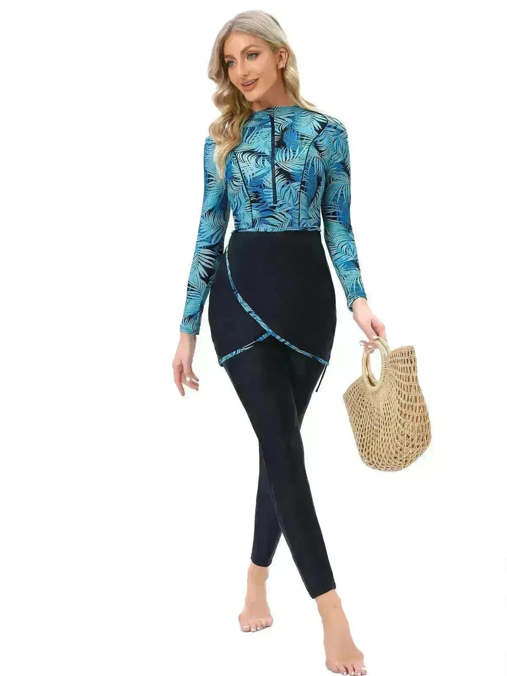 Long Sleeve Zipper ArabSwimsuit With Hat Chest Pad 3 Piece Conservative EX-STOCK