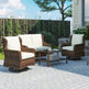 Ensemble de mobilier de patio en rotin 4 pièces, ensemble de conversation avec fauteuils à bascule pivotants, table et causeuse pour jardin, patio, crèmeEX-STOCK Canada 