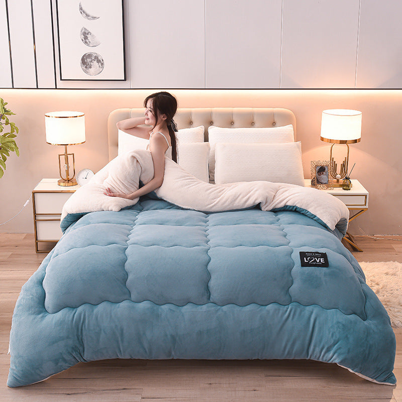 New Thick Lambskin Winter Duvet Insert Double-sided Velvet Lambswool Warm Quilt EX-STOCK Canada 