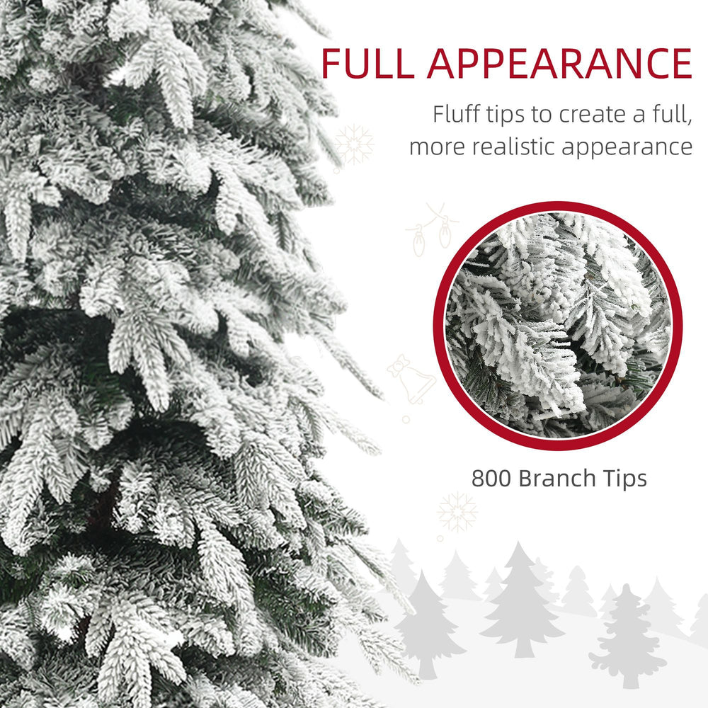 7ft Pencil Flocked Artificial Christmas Tree With 800 Branch Tips, Auto Open And Steel Base, Green EX-STOCK Canada 