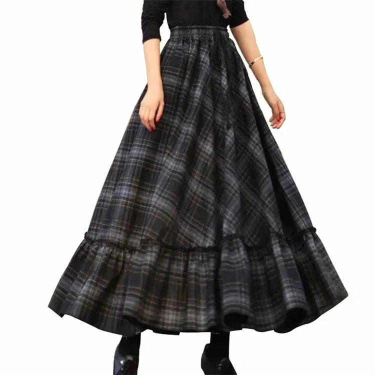 Sweet Plaid Midi Maxi Skirt For Women - EX-STOCK CANADA
