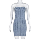 Fashion Backless Tube Denim Dress Summer Sexy Y2K Slim Short Dresses For Women Clothing - EX-STOCK CANADA