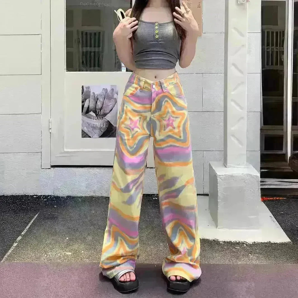 Real Shot American Retro High Street Graffiti XINGX Rendering Baggy Jeans Pant For Women - EX-STOCK CANADA