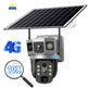 Solar-powered security camera with 4G connectivity and 10x optical zoom on a white background.