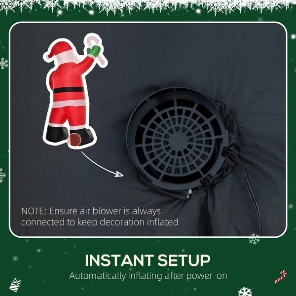 Inflatable Christmas Outdoor Lighted Yard Decoration, Santa Claus With Candy Cane, 8' Tall EX-STOCK Canada 