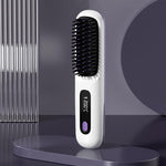 S7 Portable Cordless Hair Straightening Brush With LED Display - Lightweight Mini Negative Ion Hot Brush, USB Rechargeable Women's Travel Essentials Gift, Scald Protection EX-STOCK