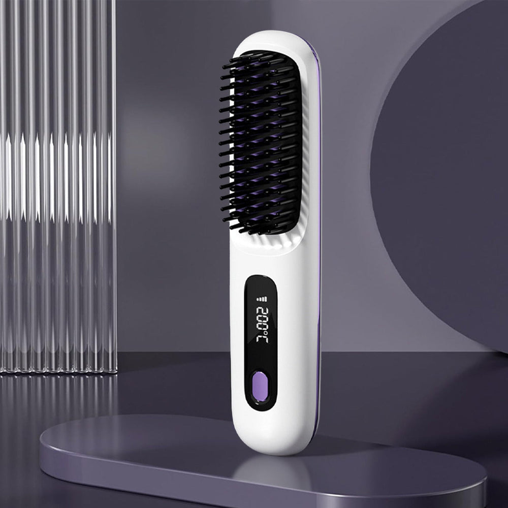 S7 Portable Cordless Hair Straightening Brush With LED Display - Lightweight Mini Negative Ion Hot Brush, USB Rechargeable Women's Travel Essentials Gift, Scald Protection EX-STOCK