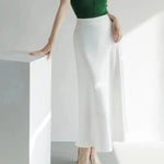 Women's formal Work Satin Skirt Summer High Waist Midi Sheath Skirt - EX-STOCK CANADA