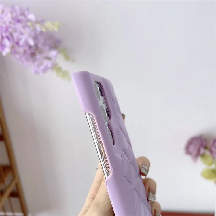 علبة هاتف جلدية من Diamond Plaid Samsung