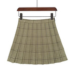 Mini Plaid Pleated High Waist Skirt A- Line Skirt - EX-STOCK CANADA
