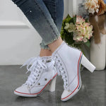 Denim zapatos casuales de lona bota de tacón de moda