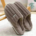 Home Cotton Slippers Women's Winter Plus Size Striped Plush Indoor